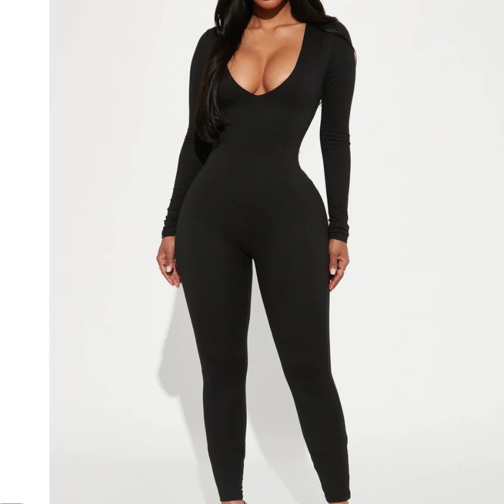 Black v neck jumpsuit
